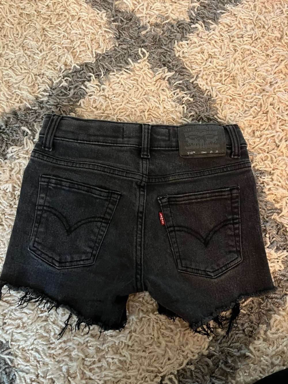 Levi's Black Frayed Hem Denim Shorts